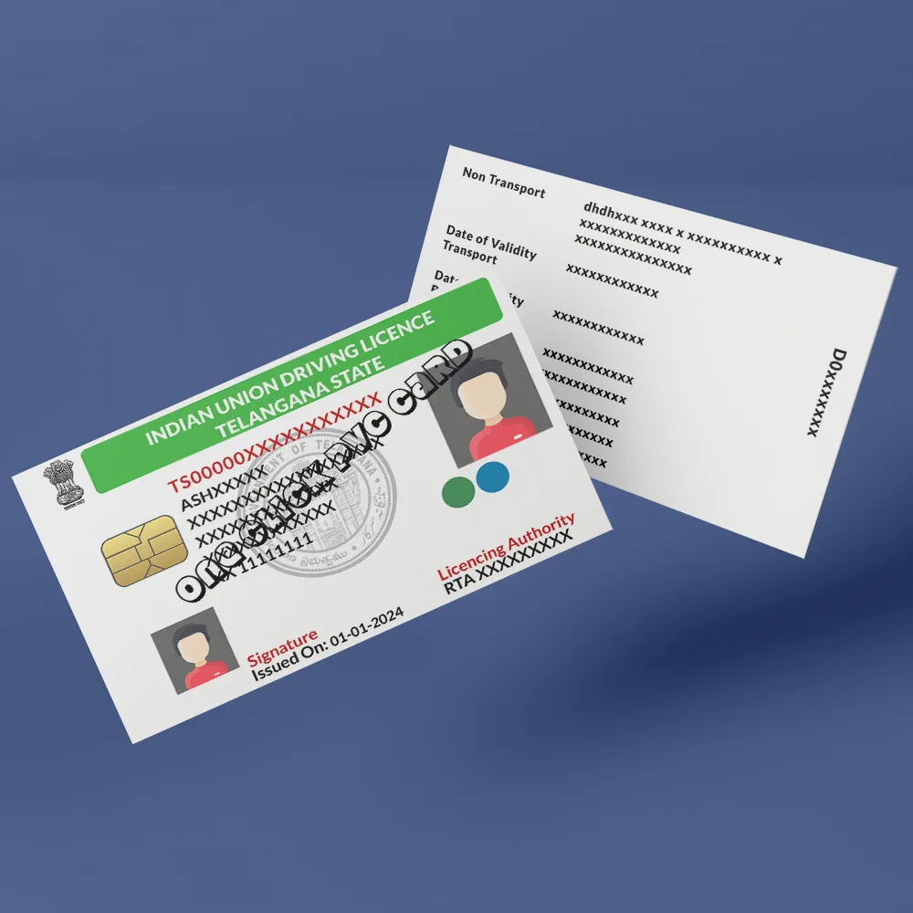 Telangana Driving License PVC Card Printing One click Pvc card